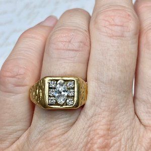 SOLD 14K Yellow Gold Diamond Cluster Band Ring